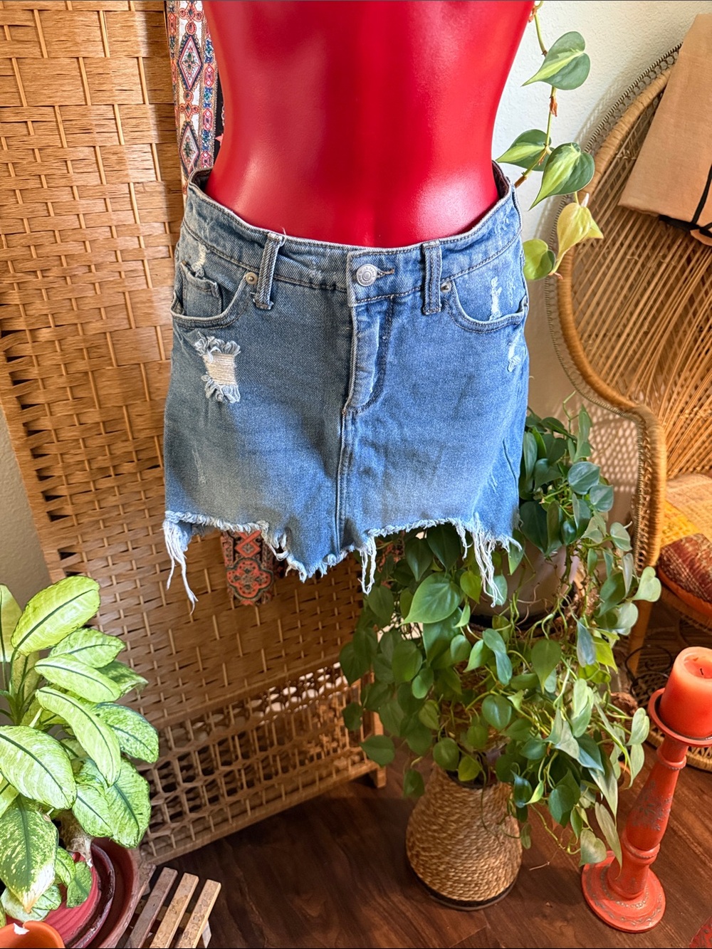 wild fable Light Blue Distressed Denim Mini Skirt